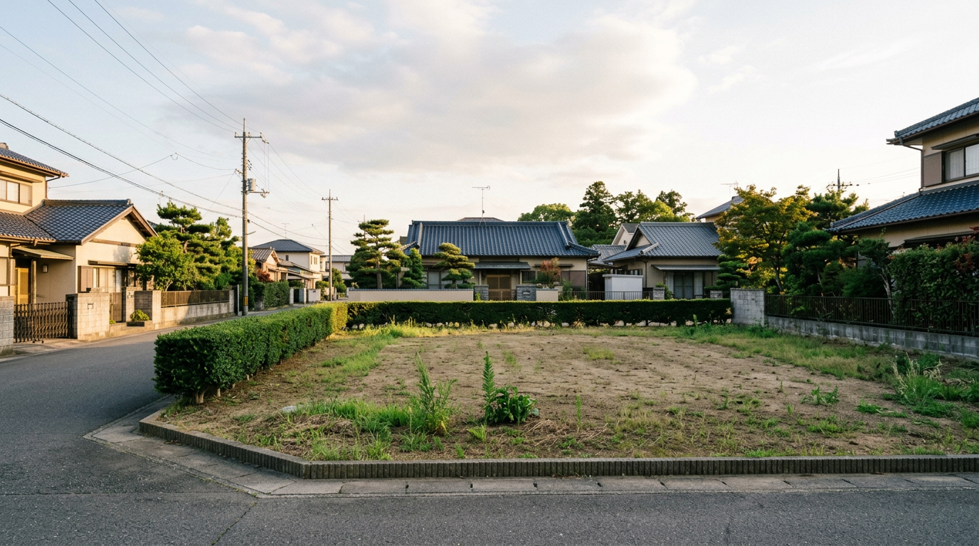 住宅地の中にある空き地。障害者グループホームの用地候補となる立地のイメージ